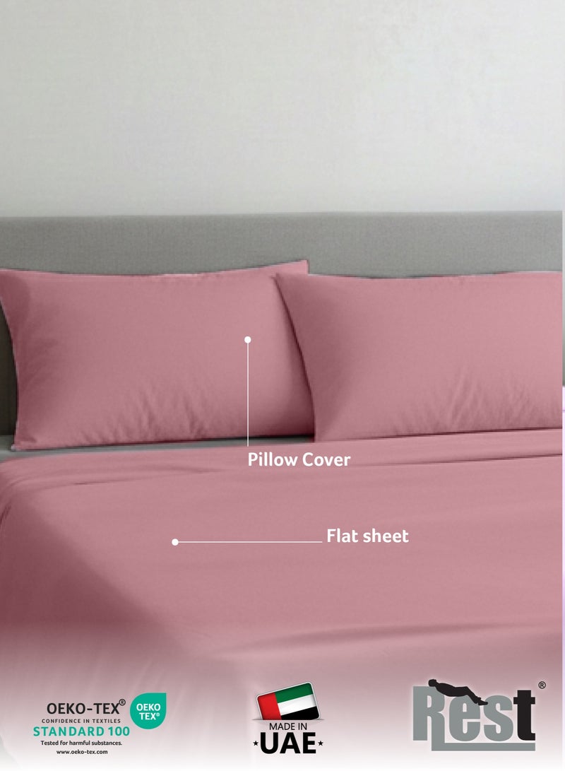 REST 3-Piece Mauve Plush 160x220  Flat Bedsheet Set Includes 1 Deep Pocket Flat Bedsheet and 2 Pillow Covers, Breathable and Machine Washable - Image 3